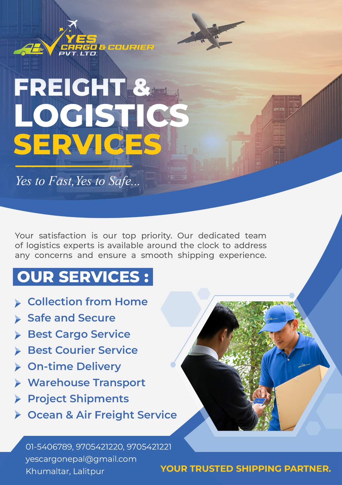 Yes Cargo Nepal team handling shipments